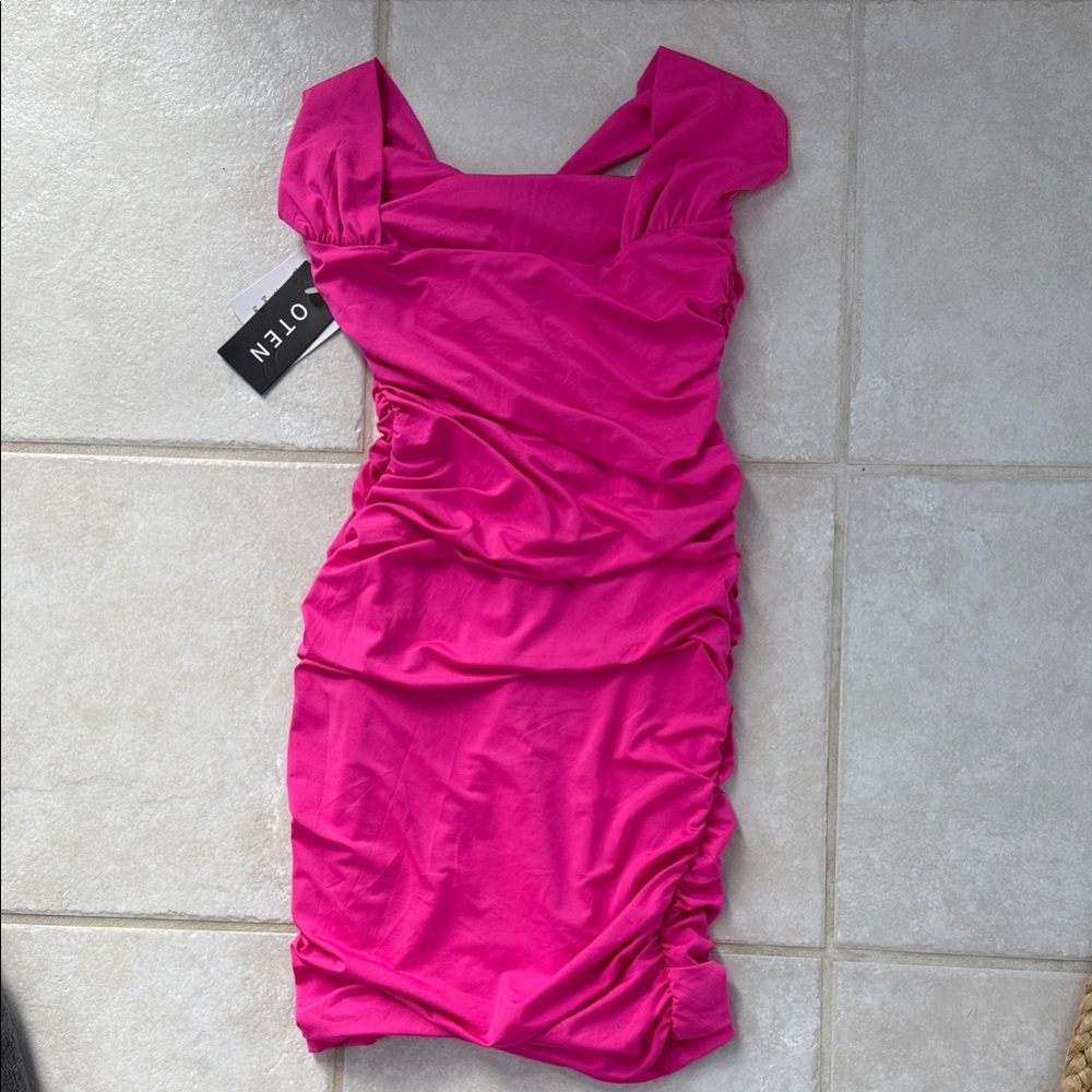 Vibrant Pink Mini Dress by Oten